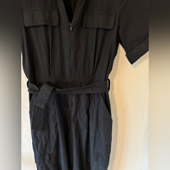 Zara Black Poplin Cargo Boiler Utility Suit Jumpsuit - Picture 7 of 16